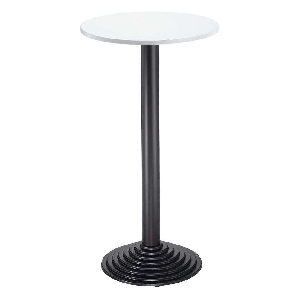 Guridon CAFETERIA pied fonte H. 110 cm - Plateau Gris - Pied Noir