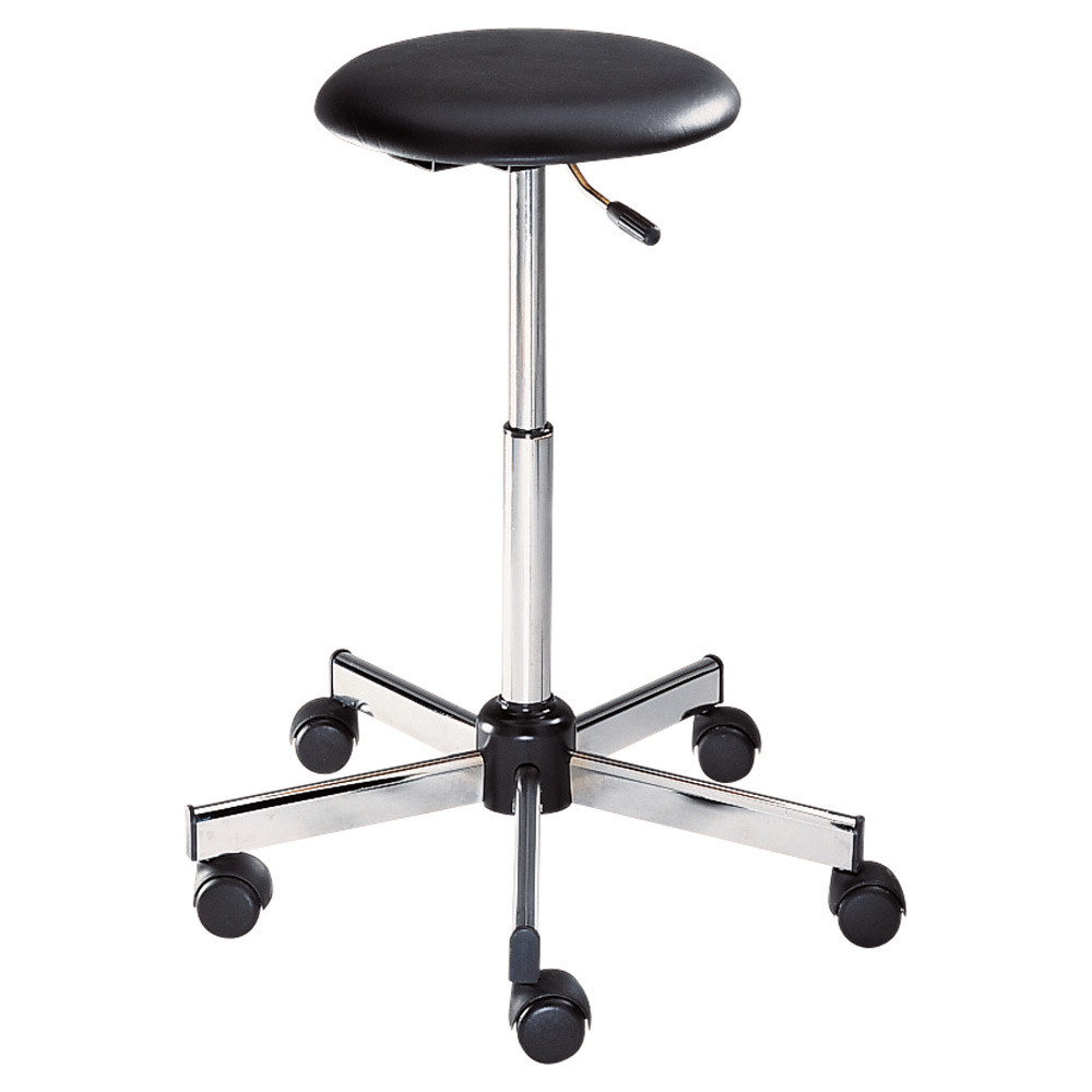 Tabouret HIGH TECH Vinyle Sur roulettes Hauteur ajustable  roulettes Noir