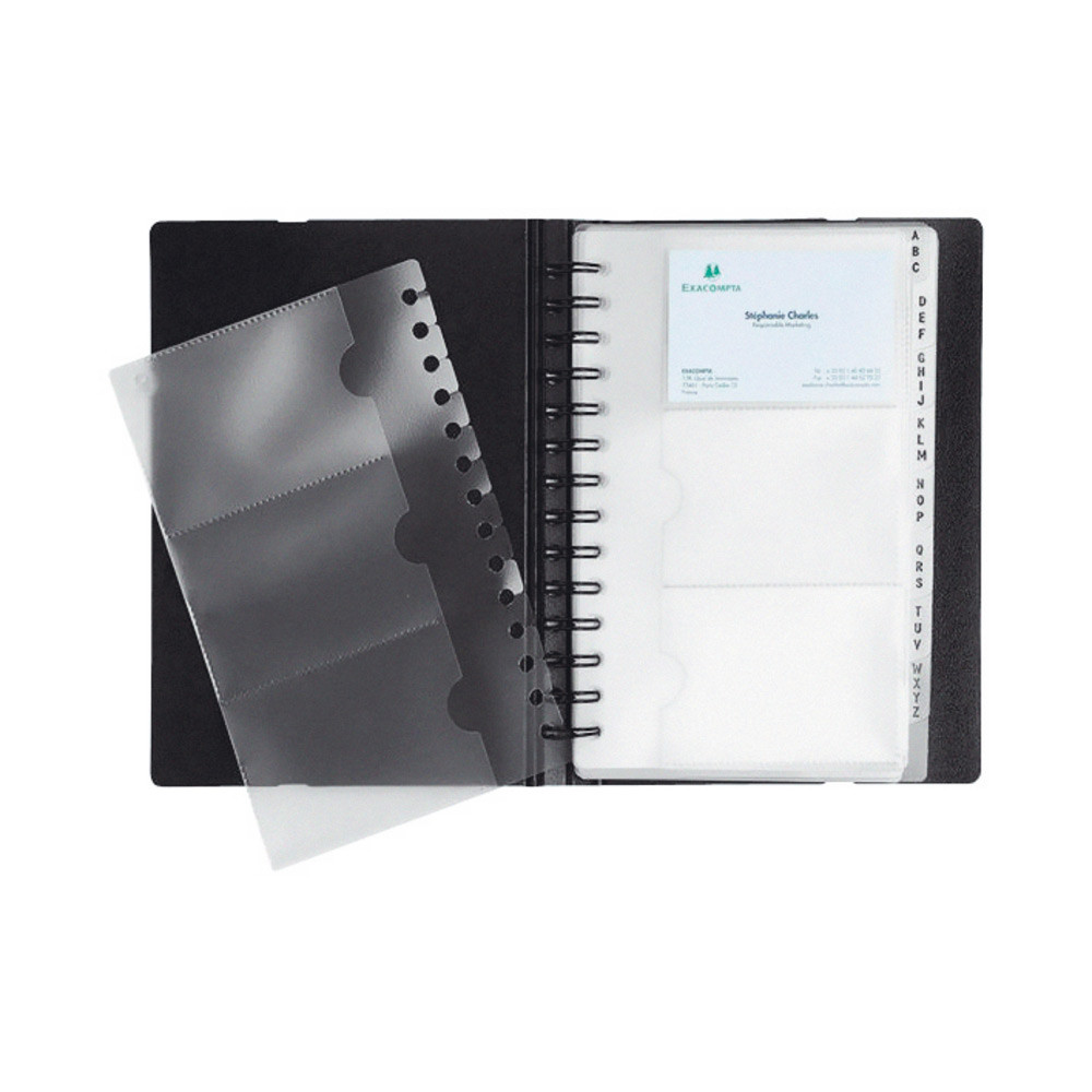 Exacompta Porte-cartes de visite Exactive Exacard, 20pochettes amovibles, 200x145mm, noir