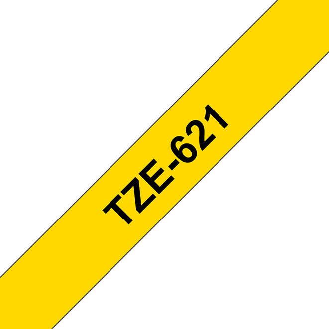 Brother Ruban TZe 621 pour étiqueteuse 9 mm x 8 sur Jaune