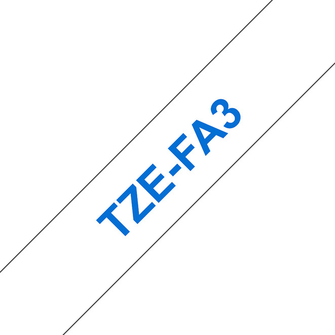 Brother Ruban TZe-FA3 pour tiqueteuse - 12 mm x 3 m - Bleu sur Blanc