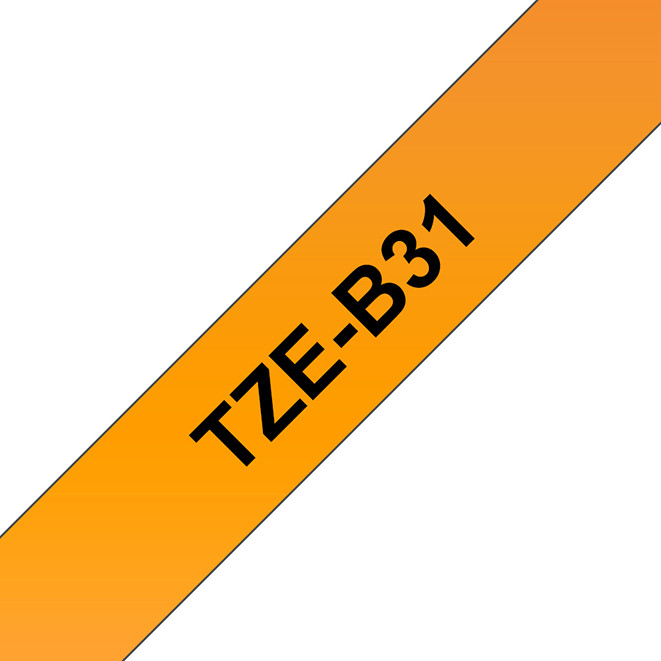 Brother Ruban TZe-B31 pour tiqueteuse - 12 mm x 8 m - Noir sur Orange