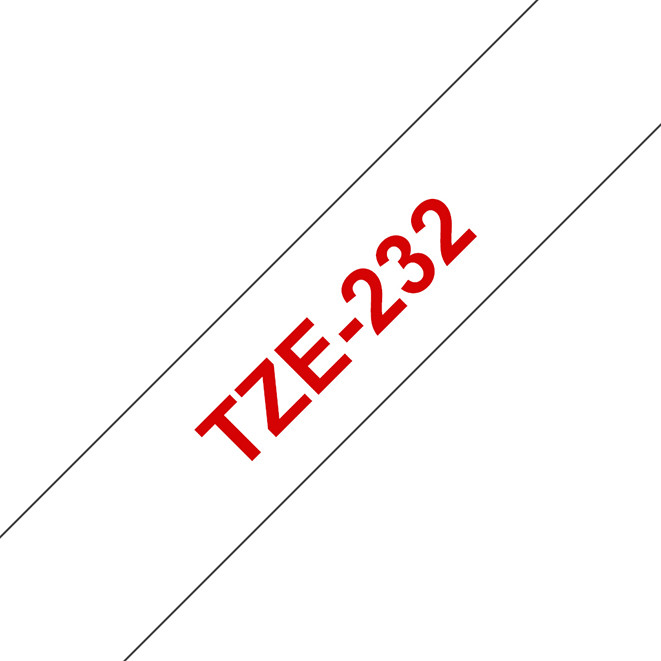 Brother Ruban TZe-232 pour tiqueteuse - 12 mm x 8 m - Rouge sur Blanc
