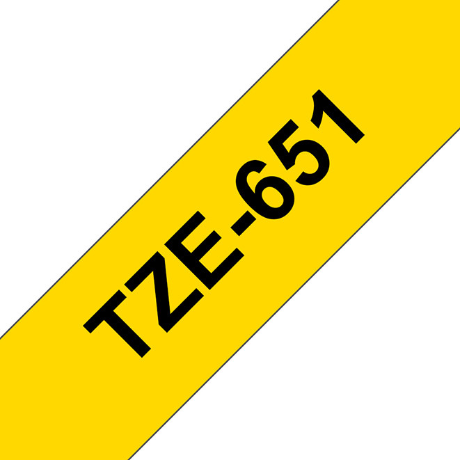 Brother Ruban TZe-651 pour tiqueteuse - 24 mm x 8 m - Noir sur Jaune