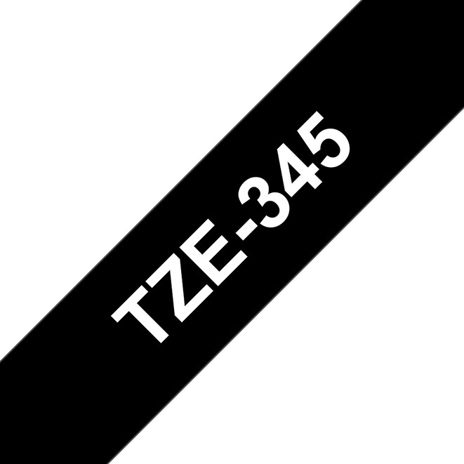 Brother Ruban TZe-345 pour tiqueteuse - 18 mm x 8 m - Blanc sur Noir