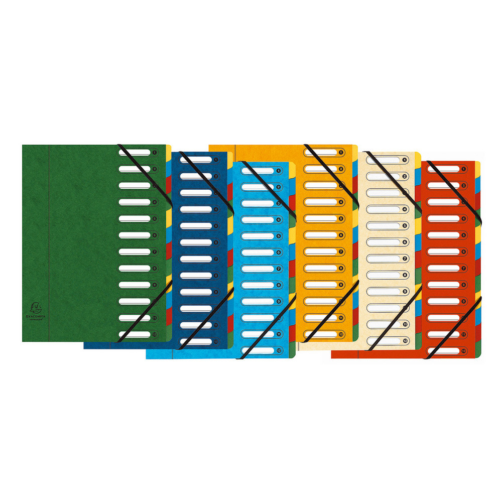 Exacompta Trieur  lastiques Harmonika  fentres - vritable carte lustre - 12 divisions - Couleurs assorties