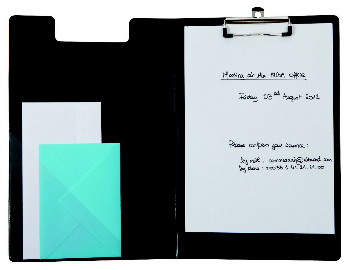 Alba Porte bloc à pince Clapin, avec rabat en PVC - Noir