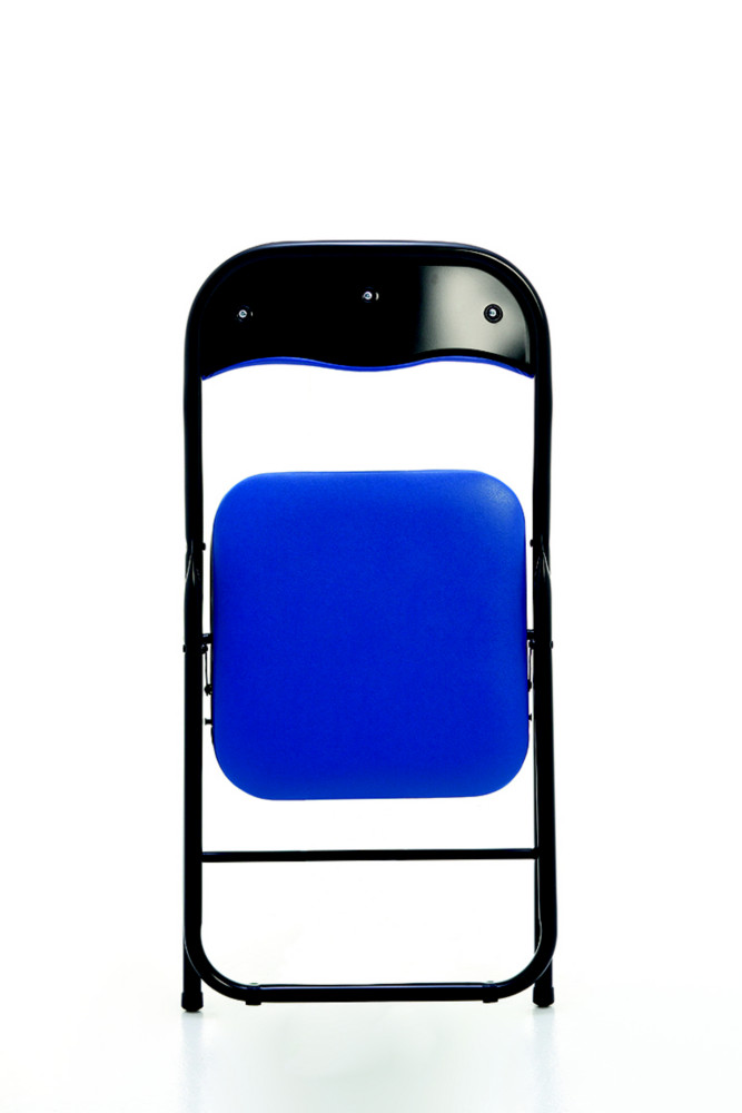 Chaise pliante Eco, simili cuir Bleu - Pieds mtal Noir