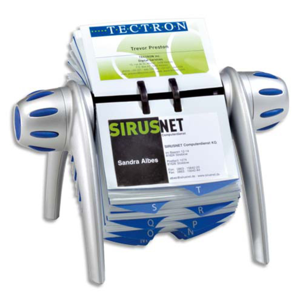 Durable VISIFIX VEGA - fichier de carte rotative pour 400 cartes de visite  - Couleur Argent/Bleu