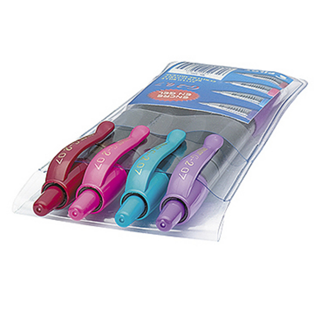 Pilot Stylo  encre gel rtractable, G-2, pointe moyenne, avec zone de prhension, corps dans des coloris assortis, couleurs d'encre assorties: Rouge, rose, violet, bleu (Pochette de 4)
