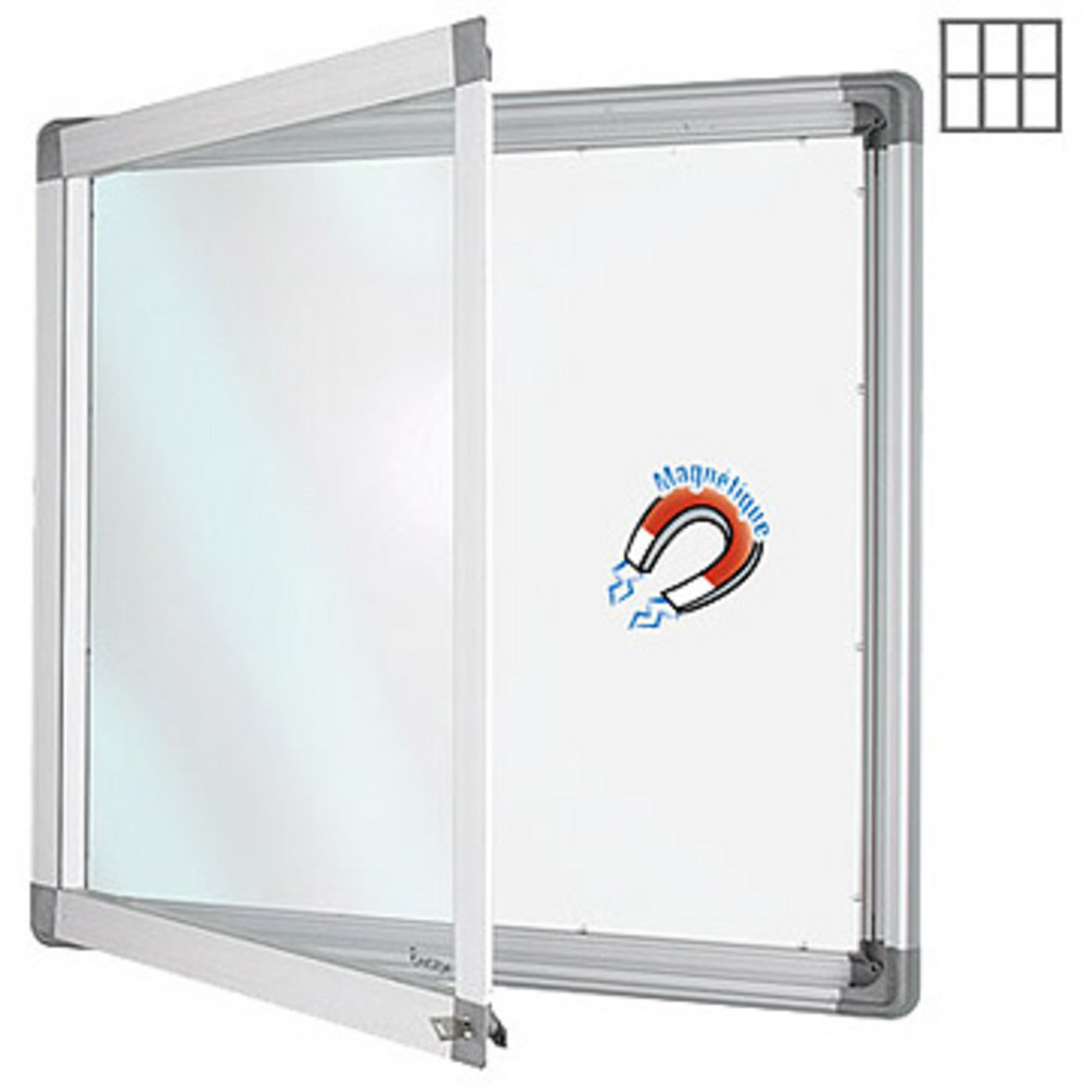 Planorga Vitrine d'intrieur NF haute qualit et scurit 6 feuilles A4 - Fond Mtal magntique