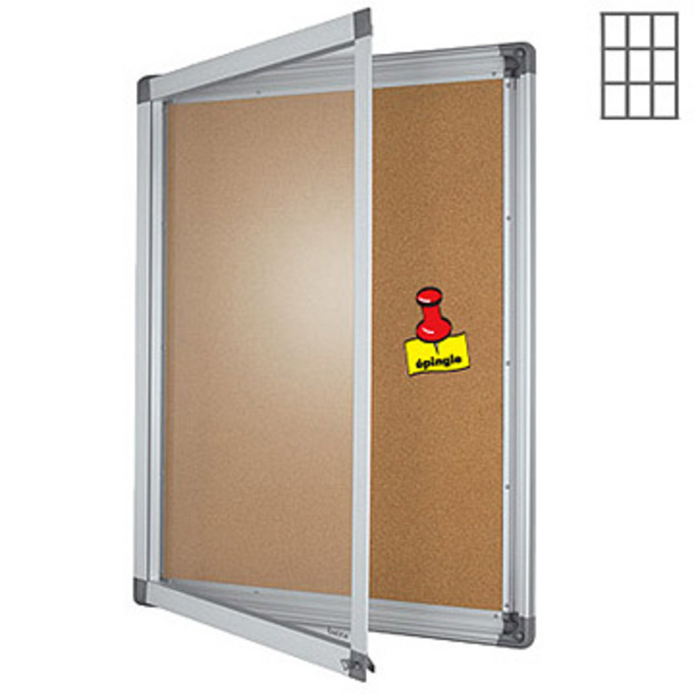 Planorga Vitrine d'intrieur NF haute scurit 9 feuilles A4 fond Lige