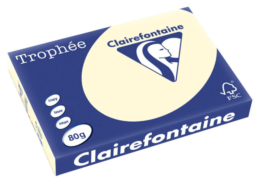 Clairefontaine Papier A3 couleur Trophe - 80g - Ramette de 500 feuilles - Ivoire Pastel