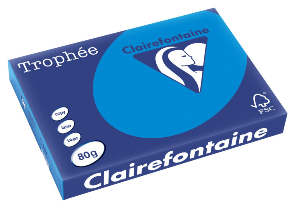 Clairefontaine Papier A3 couleur Trophe - 80g - Ramette de 500 feuilles - Bleu Turquoise