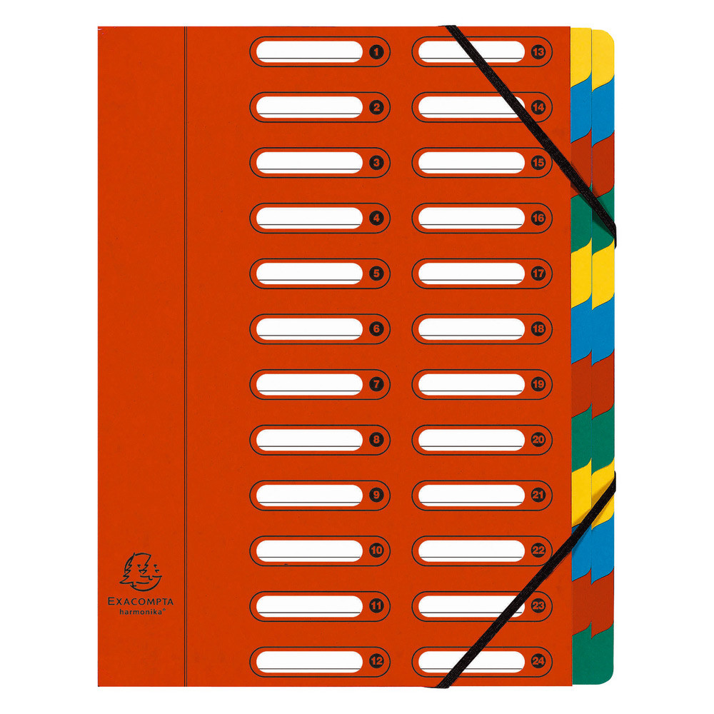 Exacompta Trieur  lastiques Harmonika  fentres - vritable carte lustre - 24 divisions - Rouge