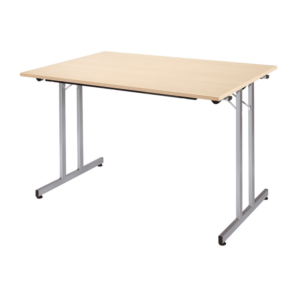 Table pliante multiples usages rectangle L. 120 x P. 80 cm - Plateau Erable - pieds Aluminium