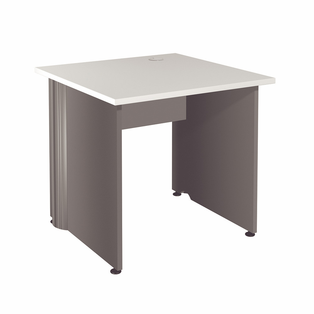 Bureau Droit Activity - L.80 x P.80 cm - Plateau Blanc - Pieds pleins Anthracite