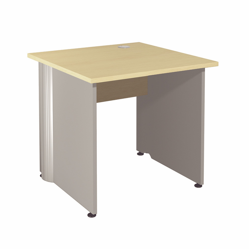 Bureau Droit Activity - L.80 x P.80 cm - Plateau Htre - Pieds pleins Aluminium