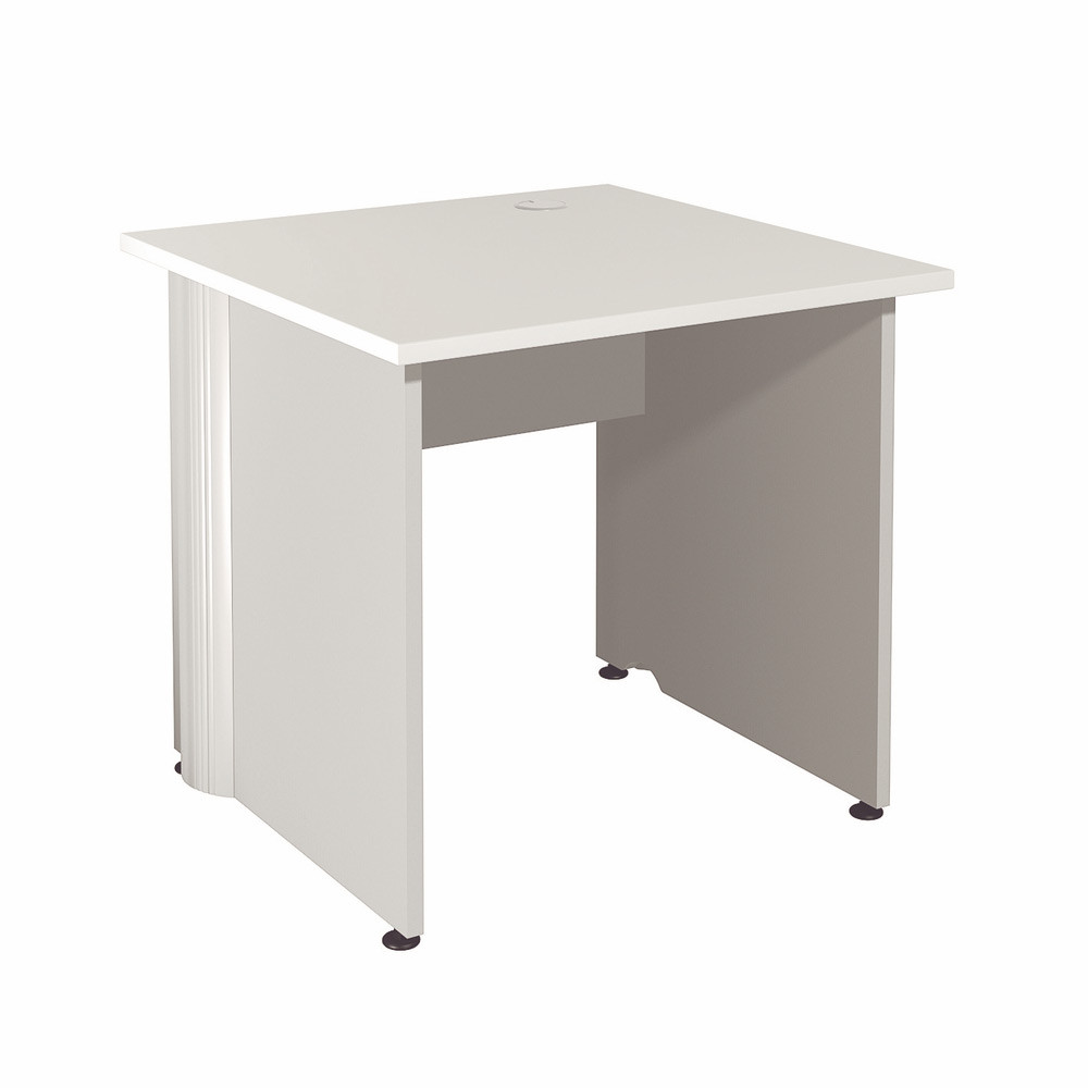 Bureau Droit Activity - L.80 x P.80 cm - Plateau Blanc - Pieds pleins Aluminium