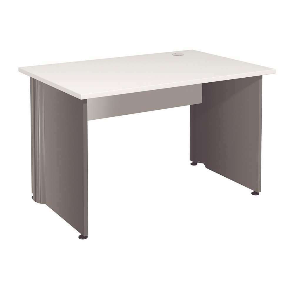 Bureau Droit Activity - L.120 x P.80 cm - Plateau Blanc - Pieds pleins Anthracite