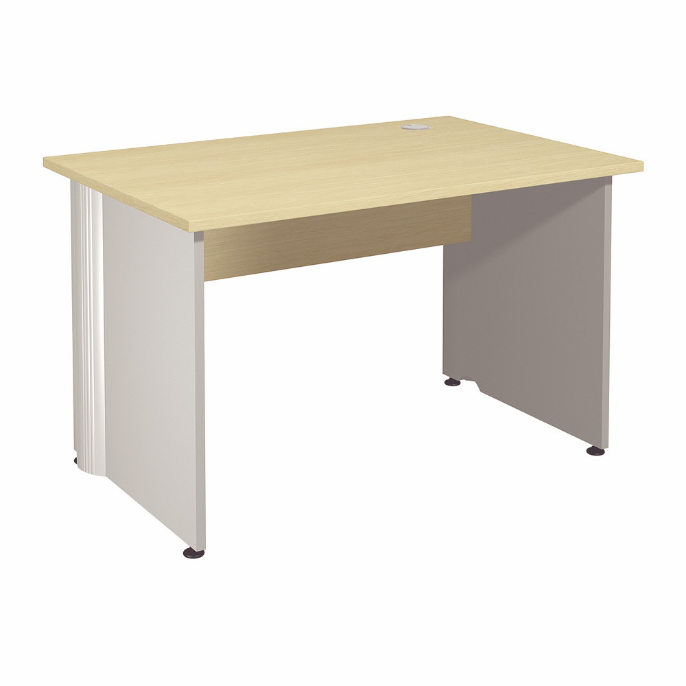 Bureau Droit Activity - L.120 x P.80 cm - Plateau Htre - Pieds pleins Blanc