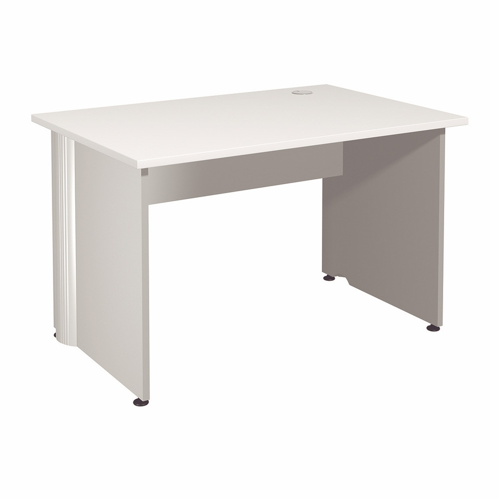 Bureau Droit Activity - L.120 x P.80 cm - Plateau Blanc - Pieds pleins Blanc