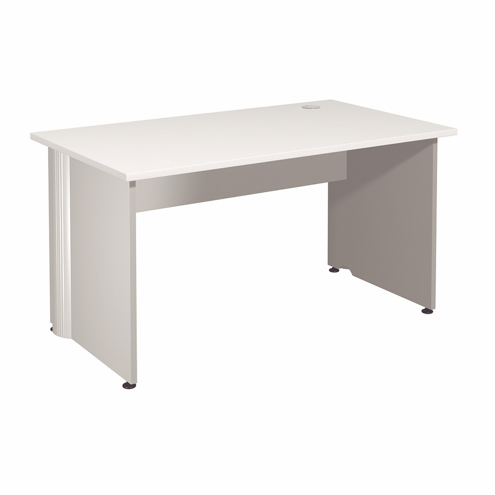 Bureau Droit Activity - L.140 x P.80 cm - Plateau Blanc - Pieds pleins Aluminium