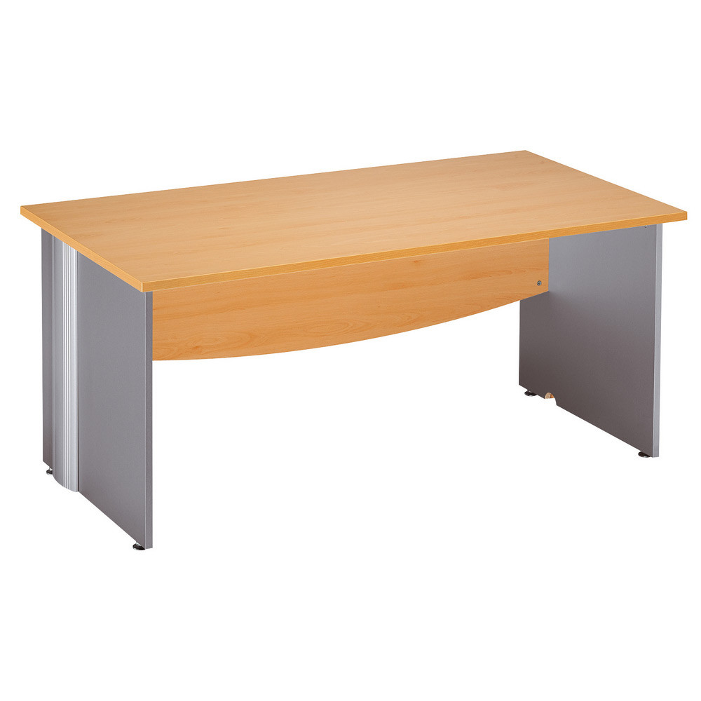 Bureau Droit Activity - L.160 x P.80 cm - Plateau Htre - Pieds pleins Aluminium