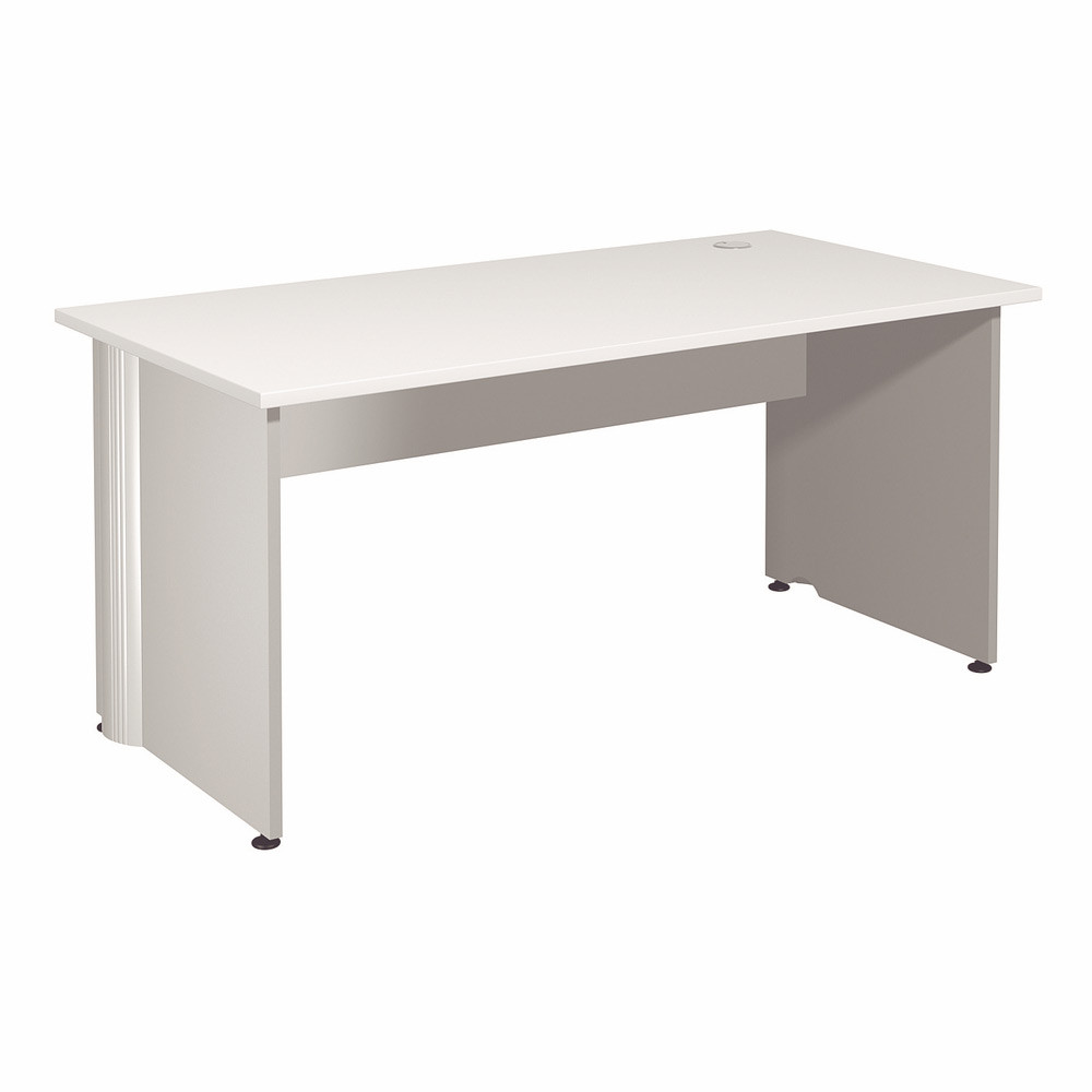 Bureau Droit Activity - L.160 x P.80 cm - Plateau Blanc - Pieds pleins Blanc