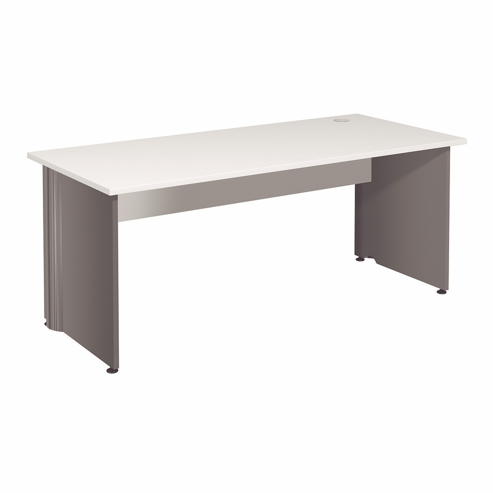 Bureau Droit Activity - L.180 x P.80 cm - Plateau Blanc - Pieds pleins Anthracite