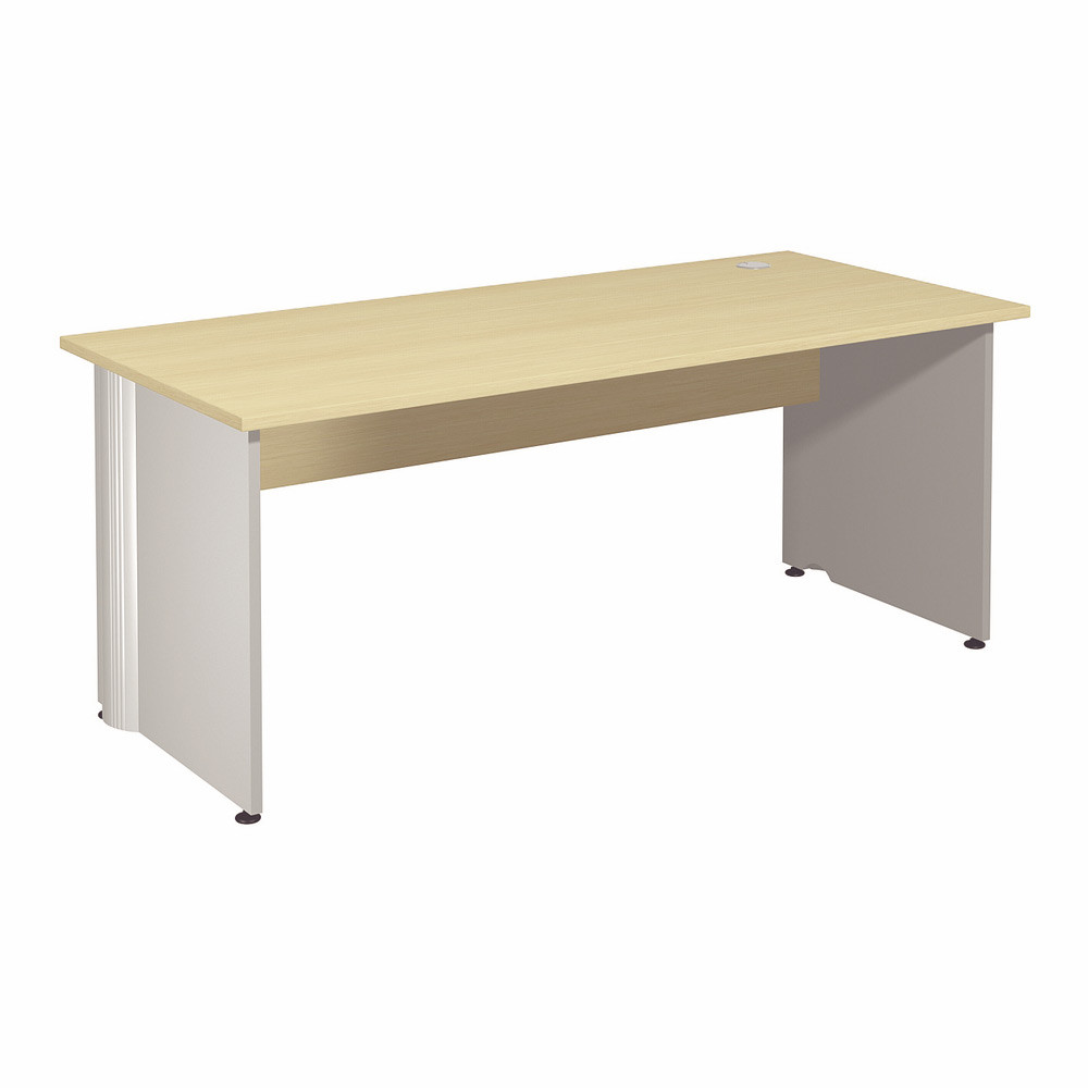 Bureau Droit Activity - L.180 x P.80 cm - Plateau Htre - Pieds pleins Blanc