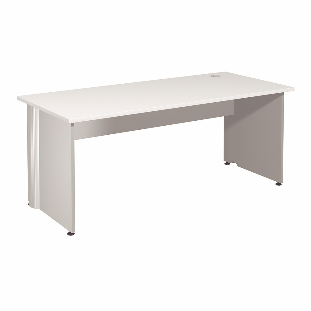 Bureau Droit Activity - L.180 x P.80 cm - Plateau Blanc - Pieds pleins Blanc