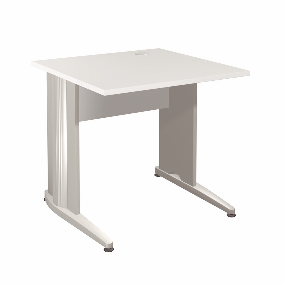 Bureau Droit Activity - L.80 x P.80 cm - Plateau Blanc - Pieds L Aluminium