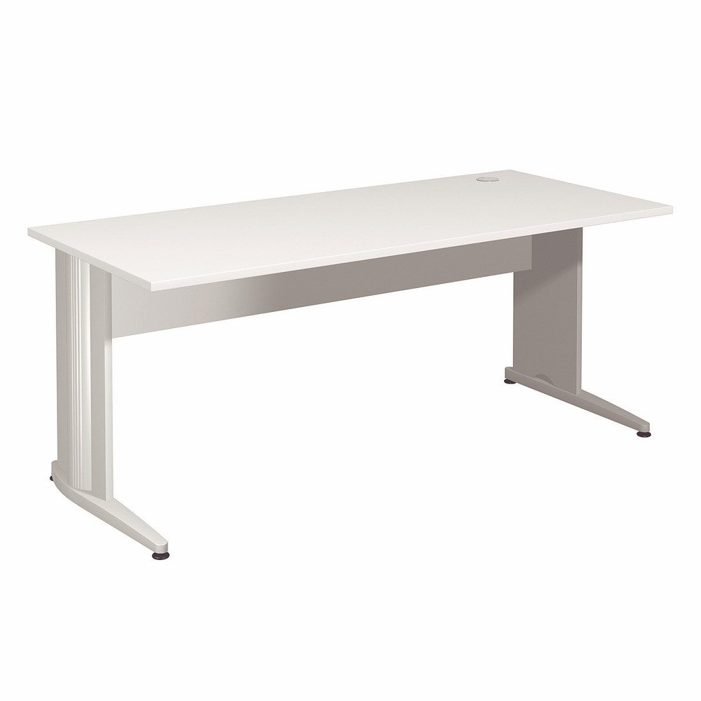 Bureau Droit Activity - L.180 x P.80 cm - Plateau Blanc - Pieds L Aluminium