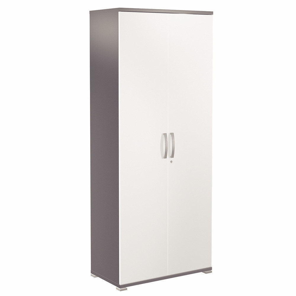Meuble haut Axiome - L.80 x H.180 cm - 2 portes hautes - Corps Anthracite - Portes Blanc