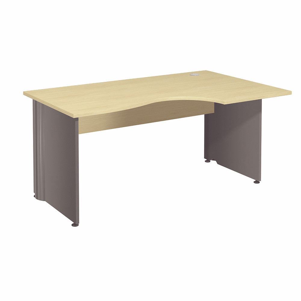 Bureau compact retour  droite Activity - L.160 x P.120 cm - Plateau Htre - Pieds pleins Anthracite