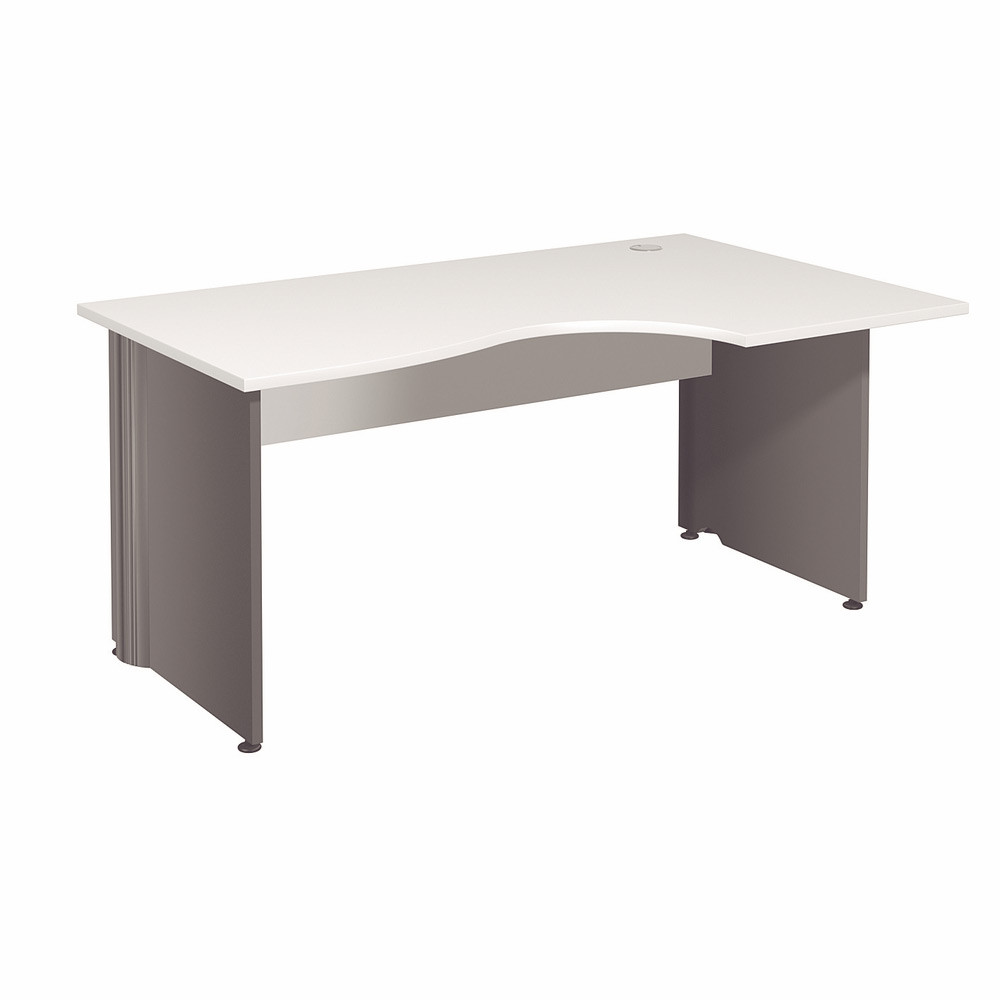 Bureau compact retour  droite Activity - L.160 x P.120 cm - Plateau Blanc - Pieds pleins Anthracite