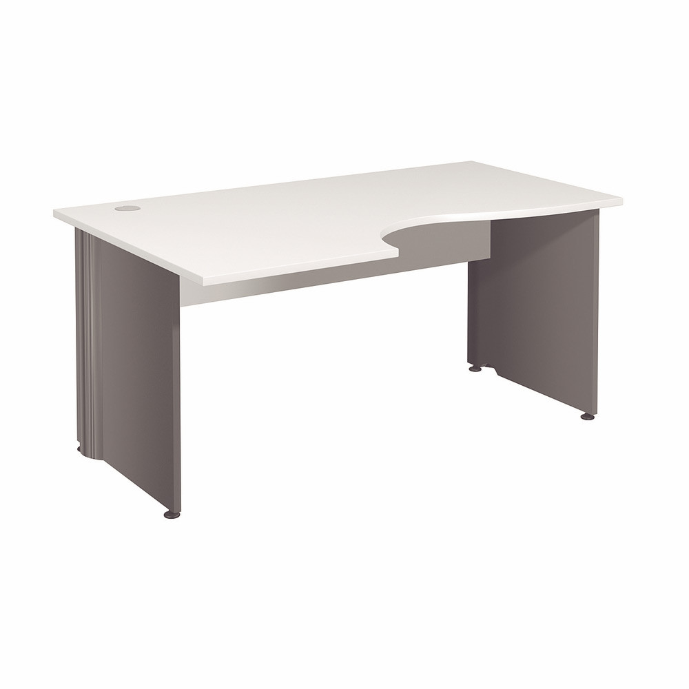 Bureau compact retour  gauche Activity - L.160 x P.120 cm - Plateau Blanc - Pieds pleins Anthracite