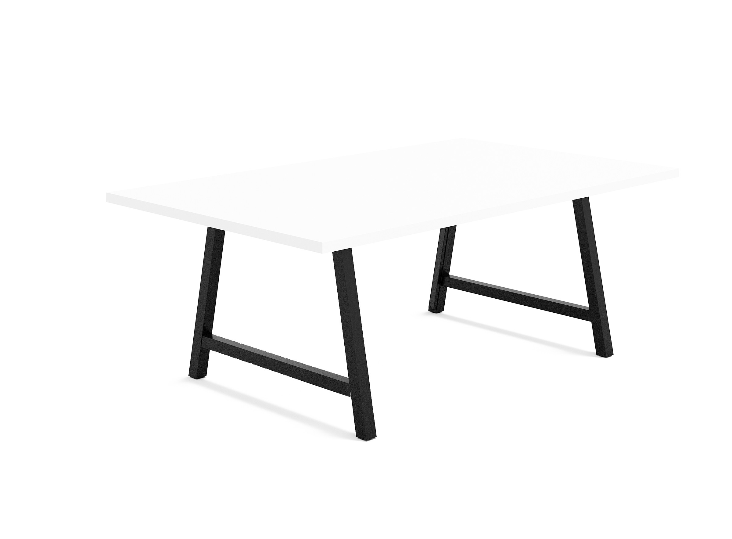 Table de réunion coworking Cohésion H.74 x L.200 x P.120 cm - Plateau Blanc - Pieds Noir