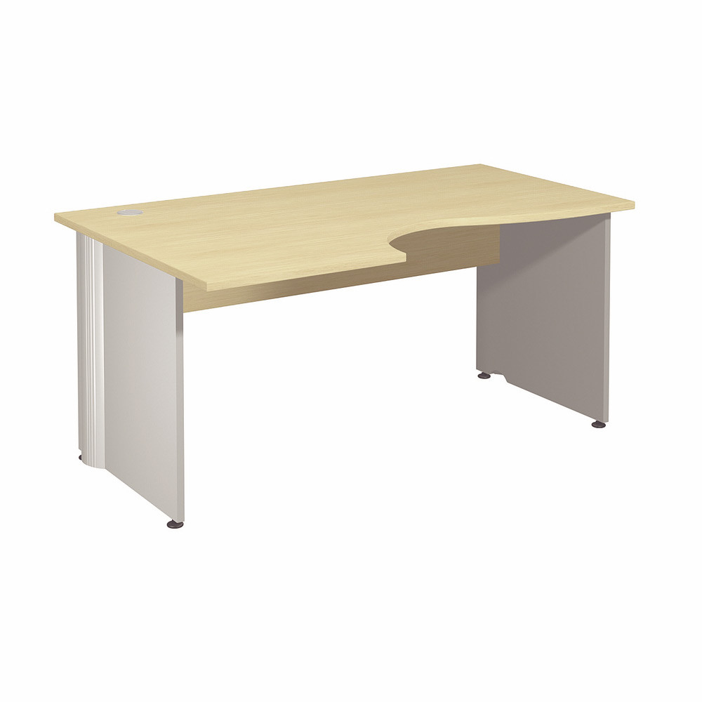 Bureau compact retour  gauche Activity - L.160 x P.120 cm - Plateau Htre - Pieds pleins Blanc