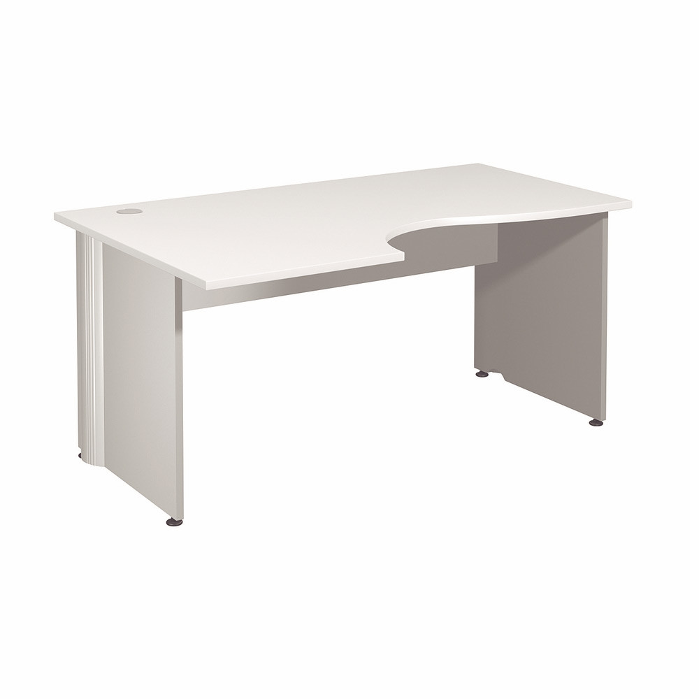 Bureau compact retour  gauche Activity - L.160 x P.120 cm - Plateau Blanc - Pieds pleins Blanc