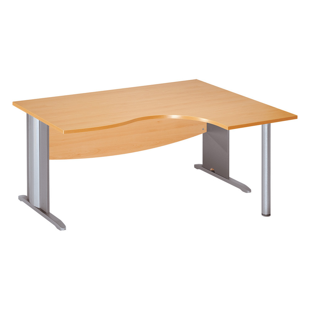 Bureau compact retour  droite Activity - L.160 x P.120 cm - Plateau Htre - Pieds L Aluminium