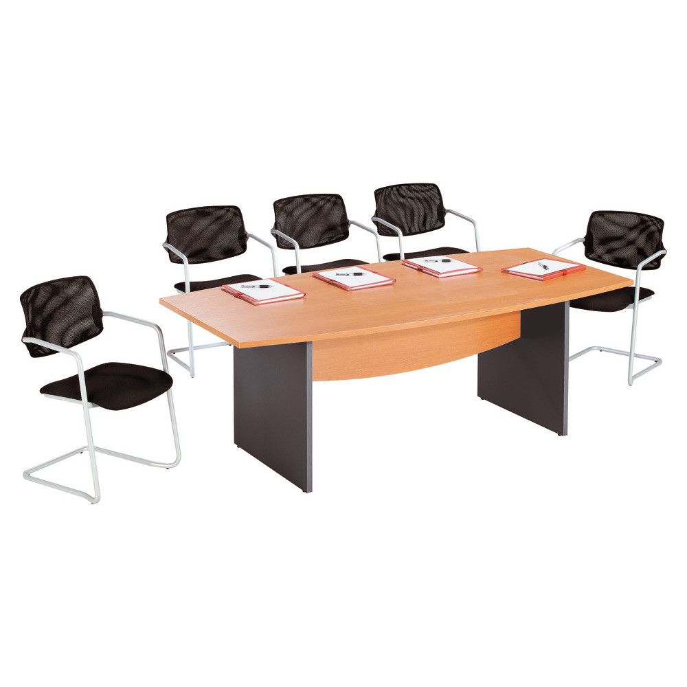 Table de runion tonneau Activity  L.200 x P.100 cm - Plateau Htre - Pieds Anthracite