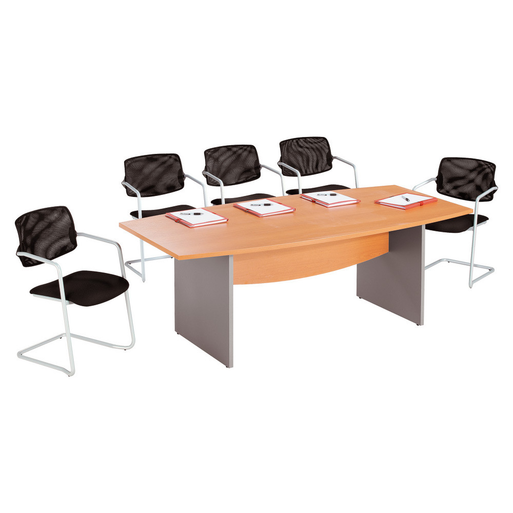 Table de runion tonneau Activity L.200 x P.100 cm - Plateau Htre - Pieds Aluminium