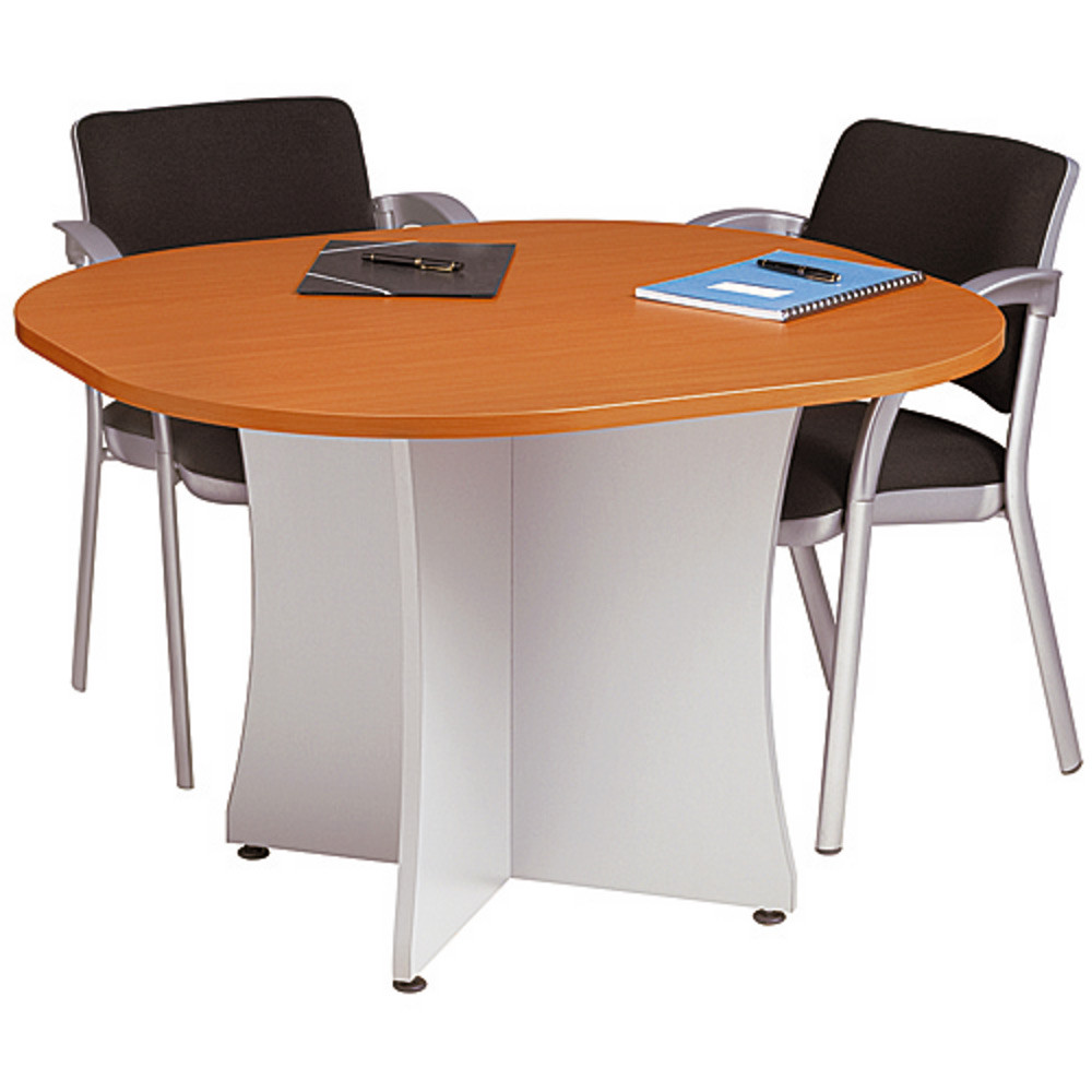 Table ronde Activity .100 cm - Plateau Htre - Pieds Blanc