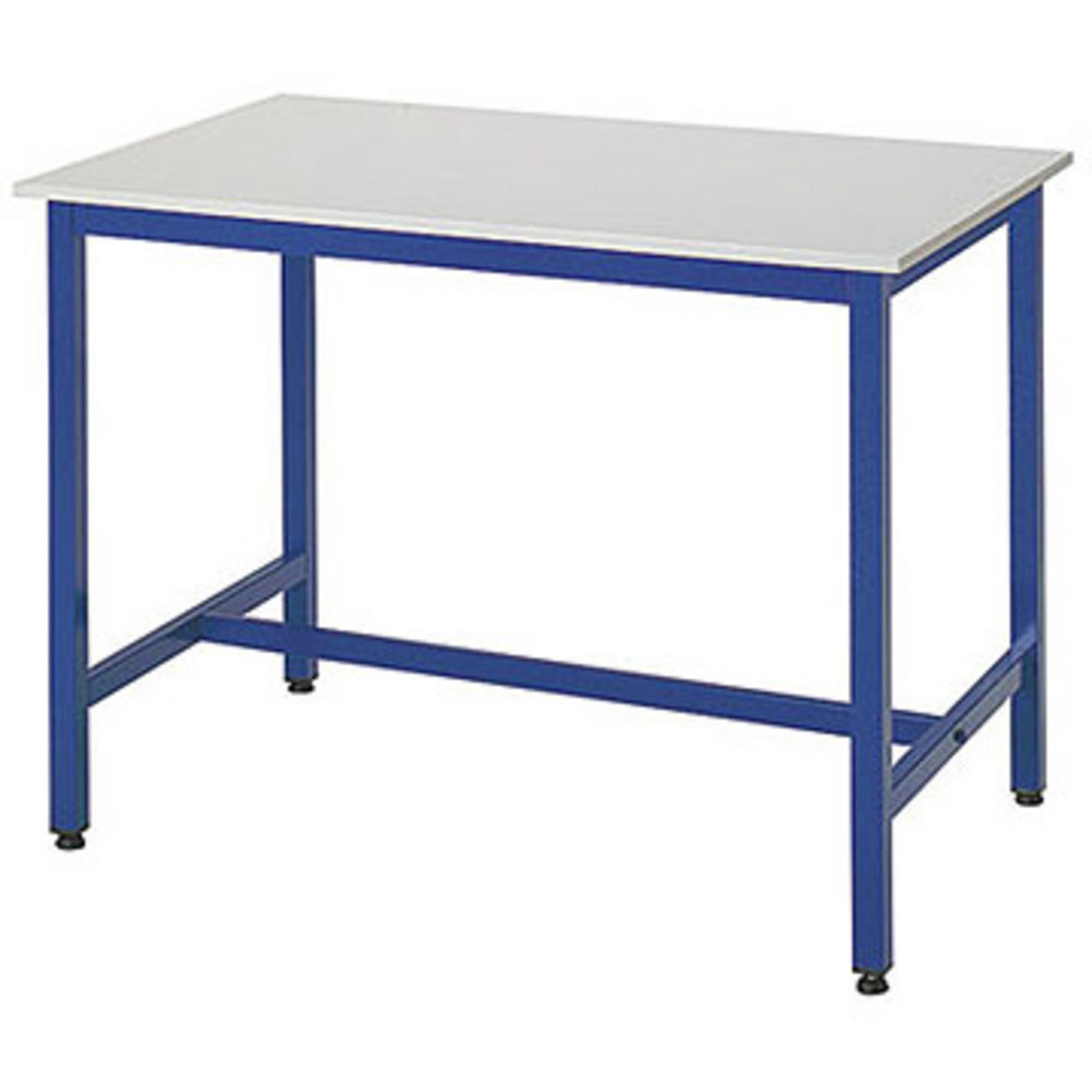 Table haute de travail Budget L.120 x P.80 x H.86 cm - Plateau Gris - Pieds Bleu