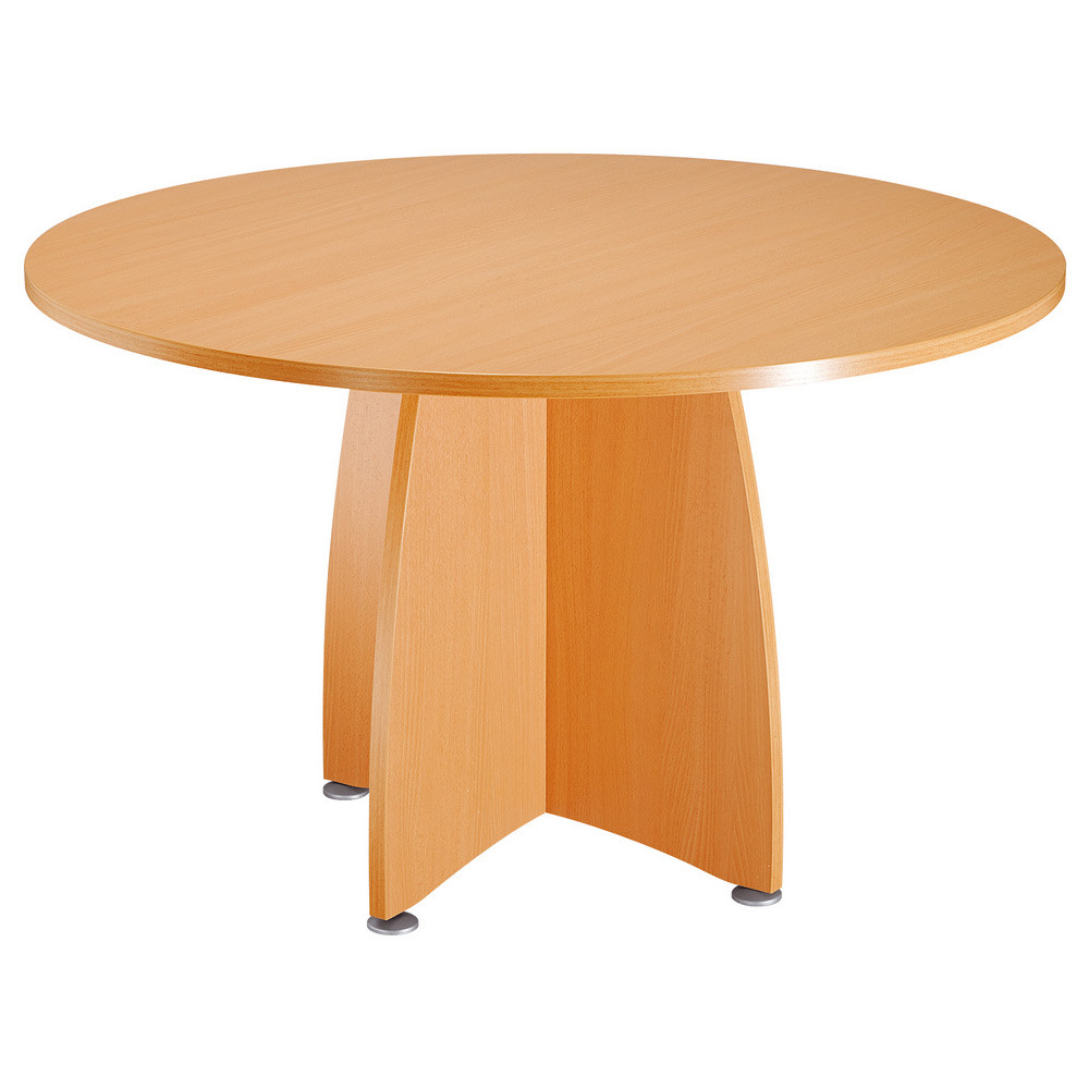 Table ronde 120 cm - Pied croix panneau Htre - Plateau Htre