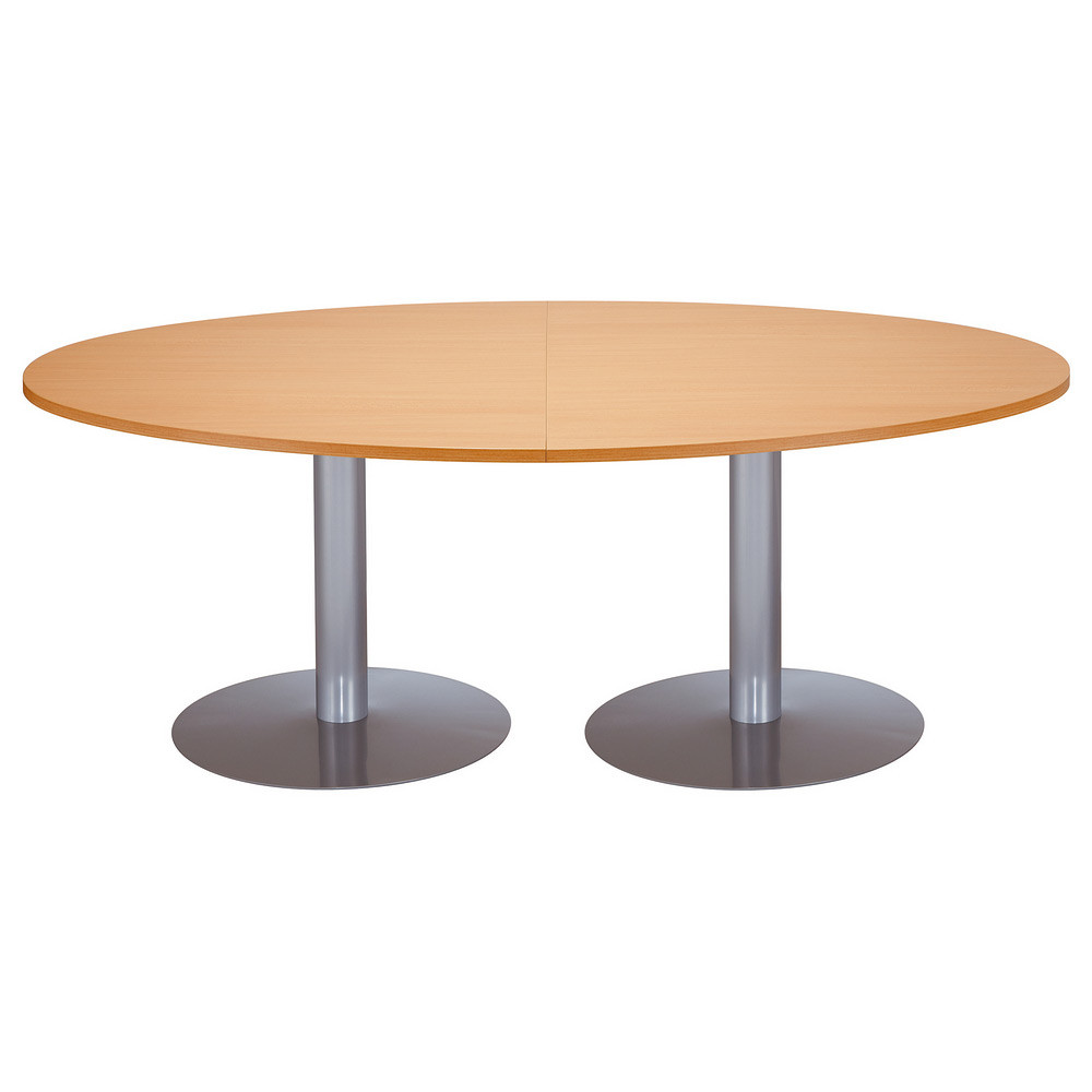 Table de runion ovale L.200 x P.120 cm - Plateau Htre - Pieds tulipe Aluminium
