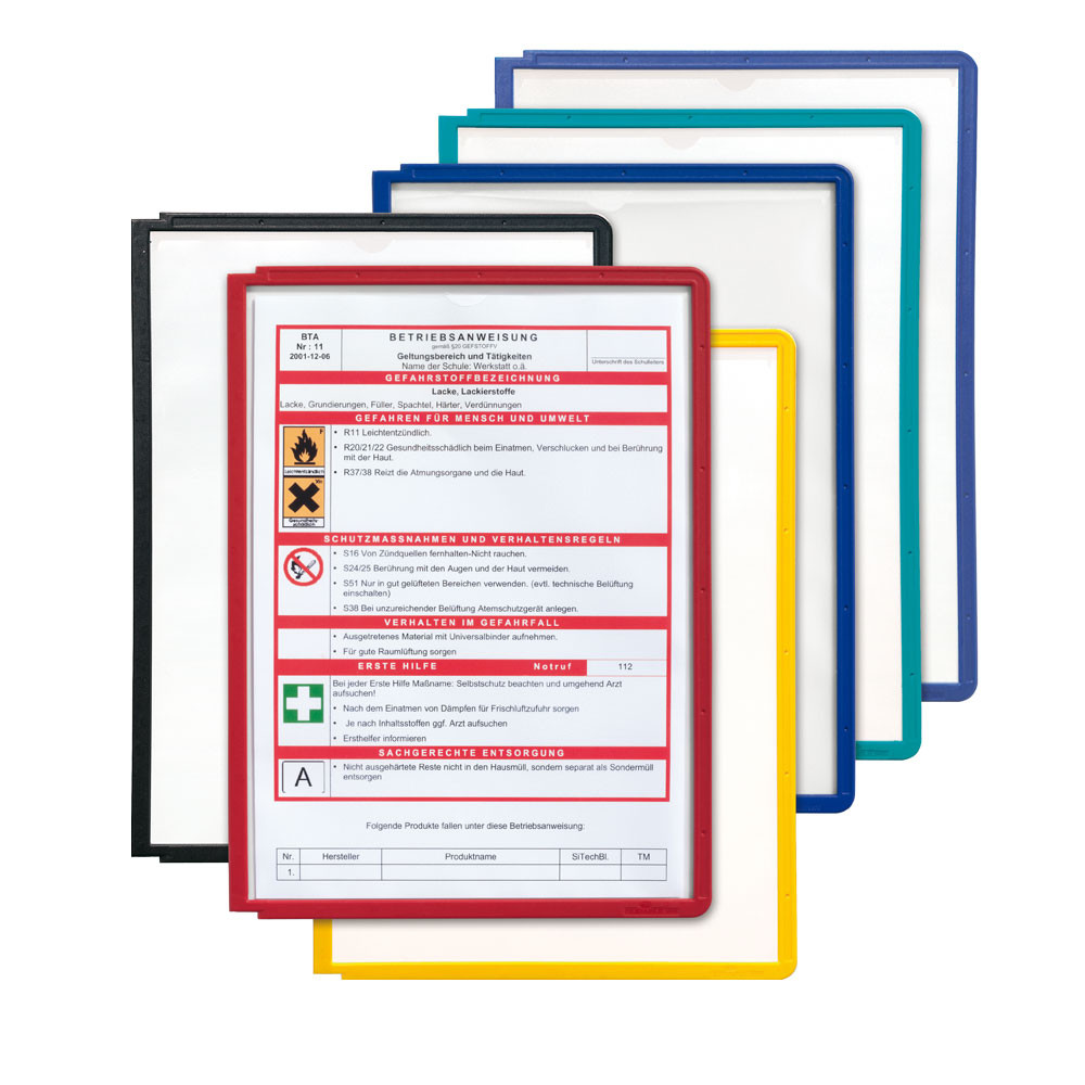 Durable Pochettes A4 pour panneau d'affichage Sherpa - Assortis - Lot de 5