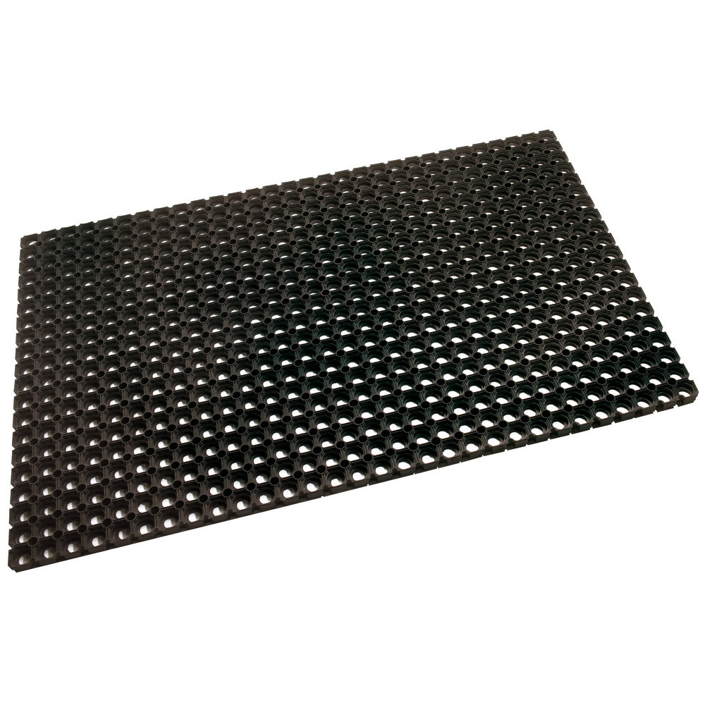 Tapis d'extrieur caillebotis en caoutchouc 100 x 150 cm - Noir